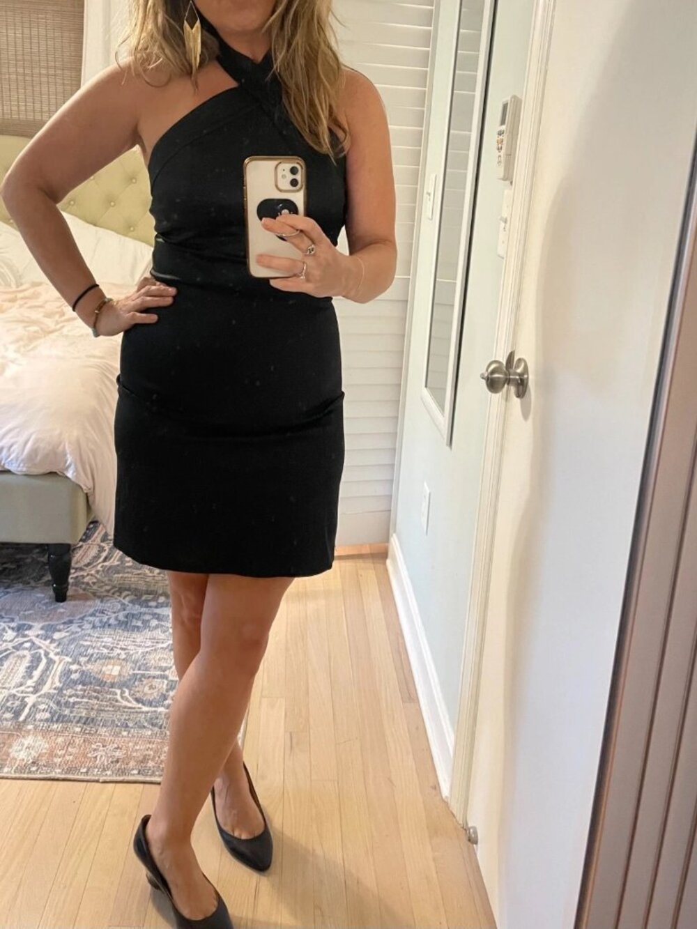 Mugler Black Cross Halter Dress